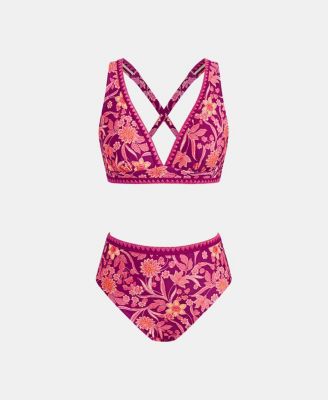 Women's Crossback Adjustable Strap Bikini Set with High-Waist Bottom