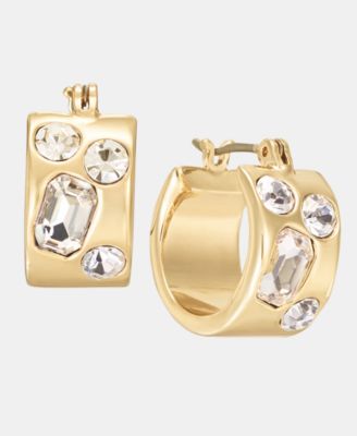 Small Crystal Hoop Earrings, 0.53" 