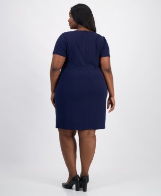 Plus Size Scuba Crepe Notch-Neck Wrap Dress