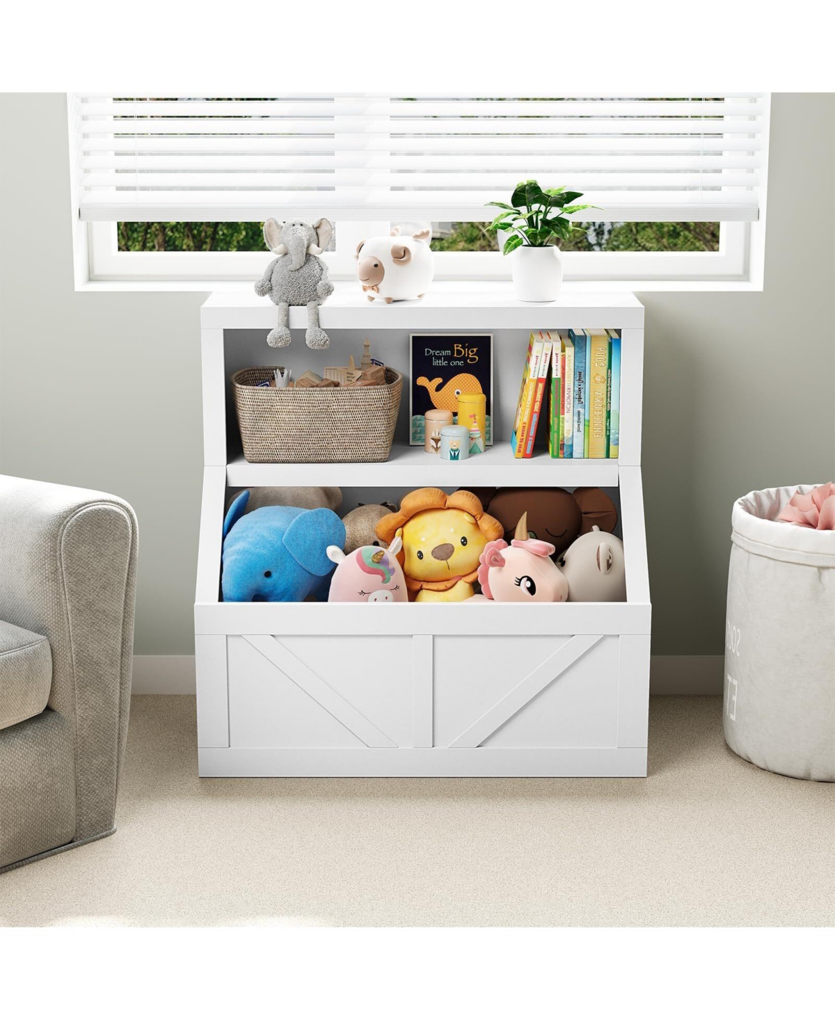 gaomon Kids Bookshelf and Toy Storage, Wooden Toddler Bookcase Cabinet with Storage Organizer