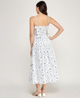 Juniors' Strap Bow Back Midi Dress