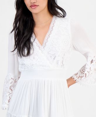Petite Lace-Combo 3/4-Sleeve Dress