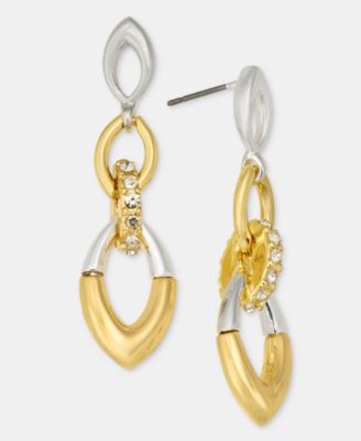 Pav&eacute; Linked Linear Drop Earrings