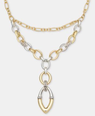 Linked Layered Lariat Necklace, 16" + 3" extender