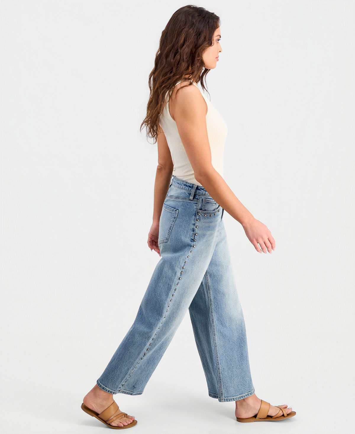 And Now This Petite Studded Wide-Leg Jeans, Macy's Exclusive view 4 — MAYCSS fashion products