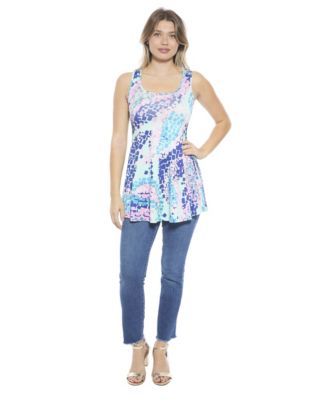 Women's Abstract Scoop Neck Tunic Tank Top