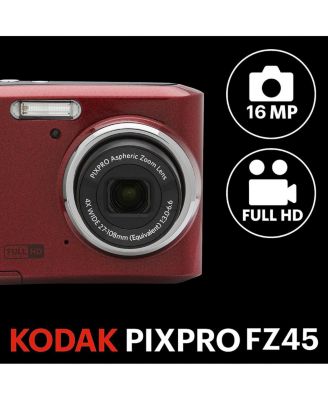 PIXPRO FZ45 Friendly Zoom 16MP Full HD Digital Camera, Red, Bundle with 32GB Memory Card and Camera Bag