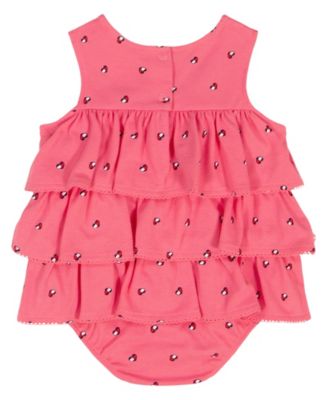 Baby Girls' Printed Pique Ruffled Sunsuit & Printed Headband