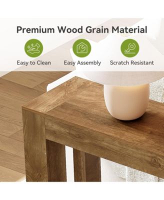 63-Inch Long Console Table, Farmhouse Wooden Sofa Table Behind Couch, Rectangular Entryway Table, Brown