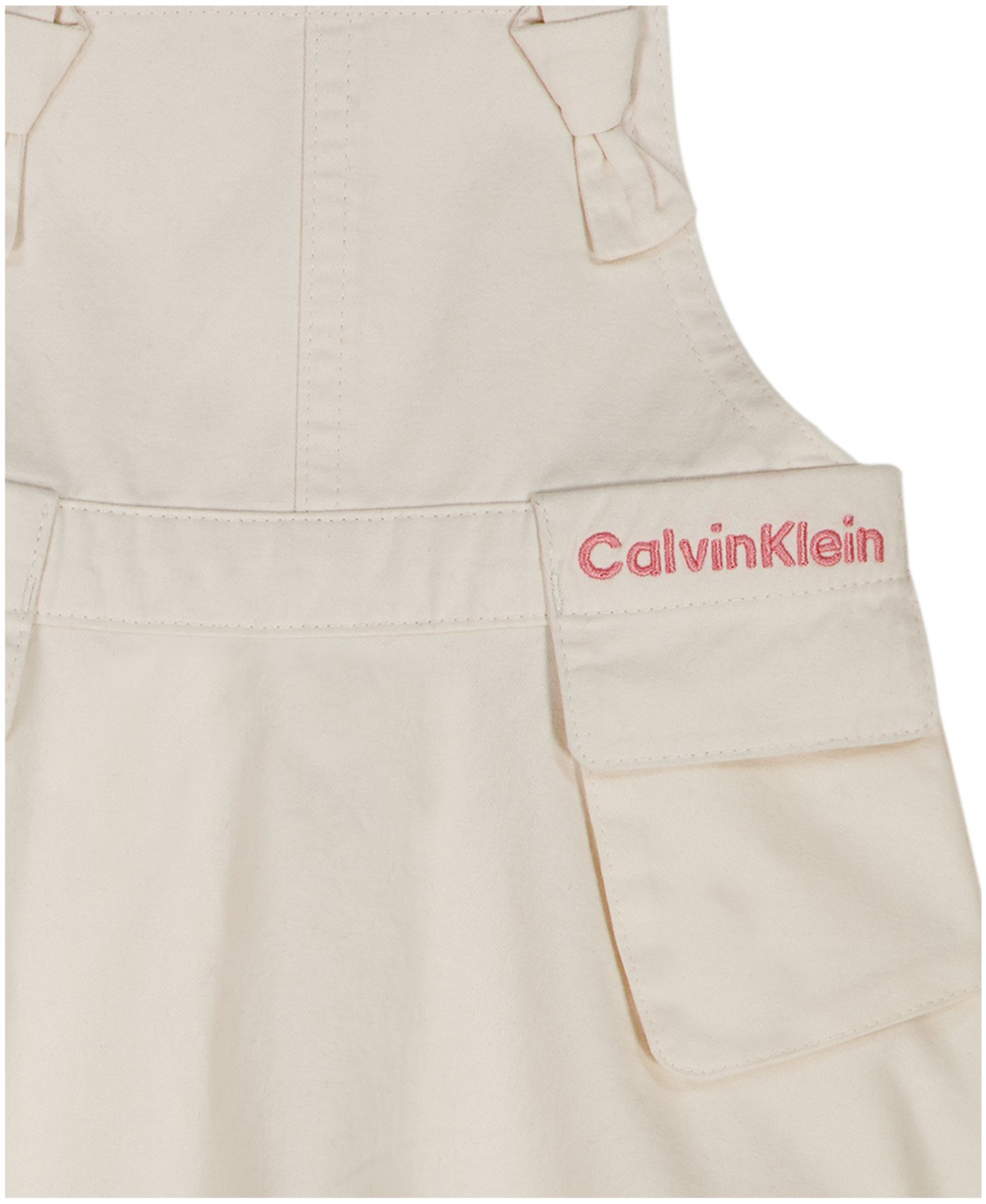 Комплект Calvin Klein Ribbed Printed Bodysuit & Denim Overall, 2-Piece Set для девочек-малышей, цвет: Кремовый / Розовый — фото 9