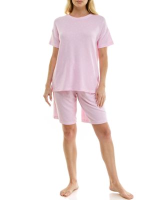 Women's Short-Sleeve Drop Shoulders Top & Shorts, 2-Piece Set