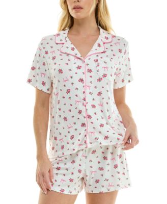 Women's Wonder Rib Notch Collar Top & Shorts, 2-Piece Set