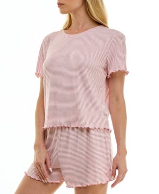 Women's Striped Top & Shorts, 2-Piece Set