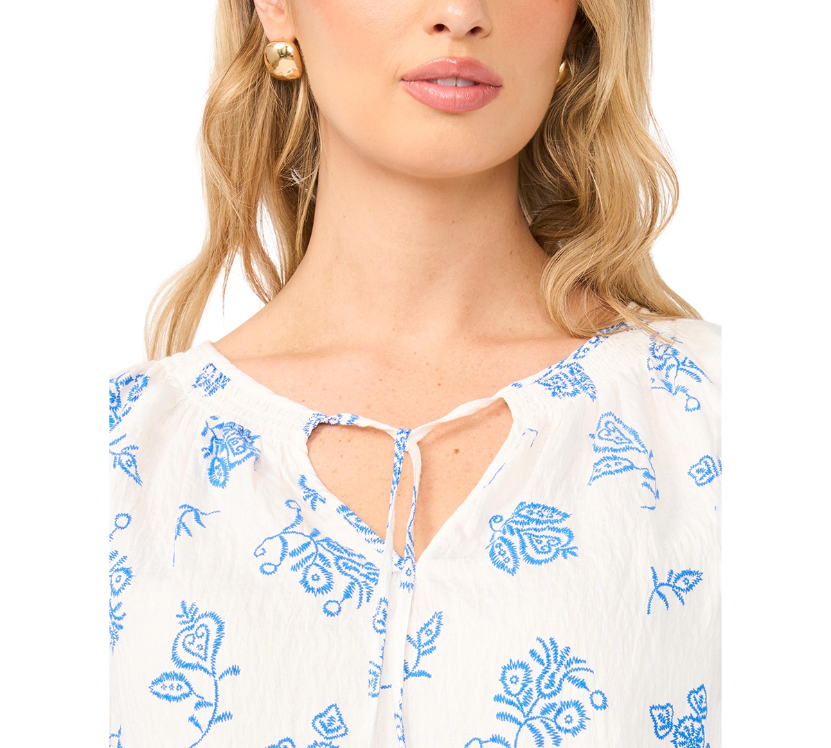 Vince Camuto Women's Tie-Neck Peasant Blouse