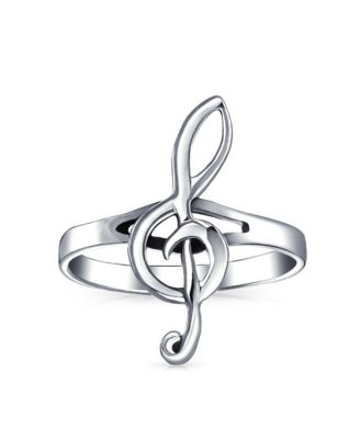 Musician Singer Student Teacher Treble Clef Note Music Ring .925 Sterling Silver Thin Band
