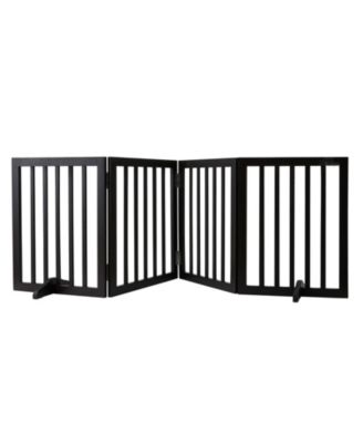 4-Panel Folding Indoor Pet Gate, 24" H x 80.3" W, Adjustable Barrier with Quiet Foot Pads