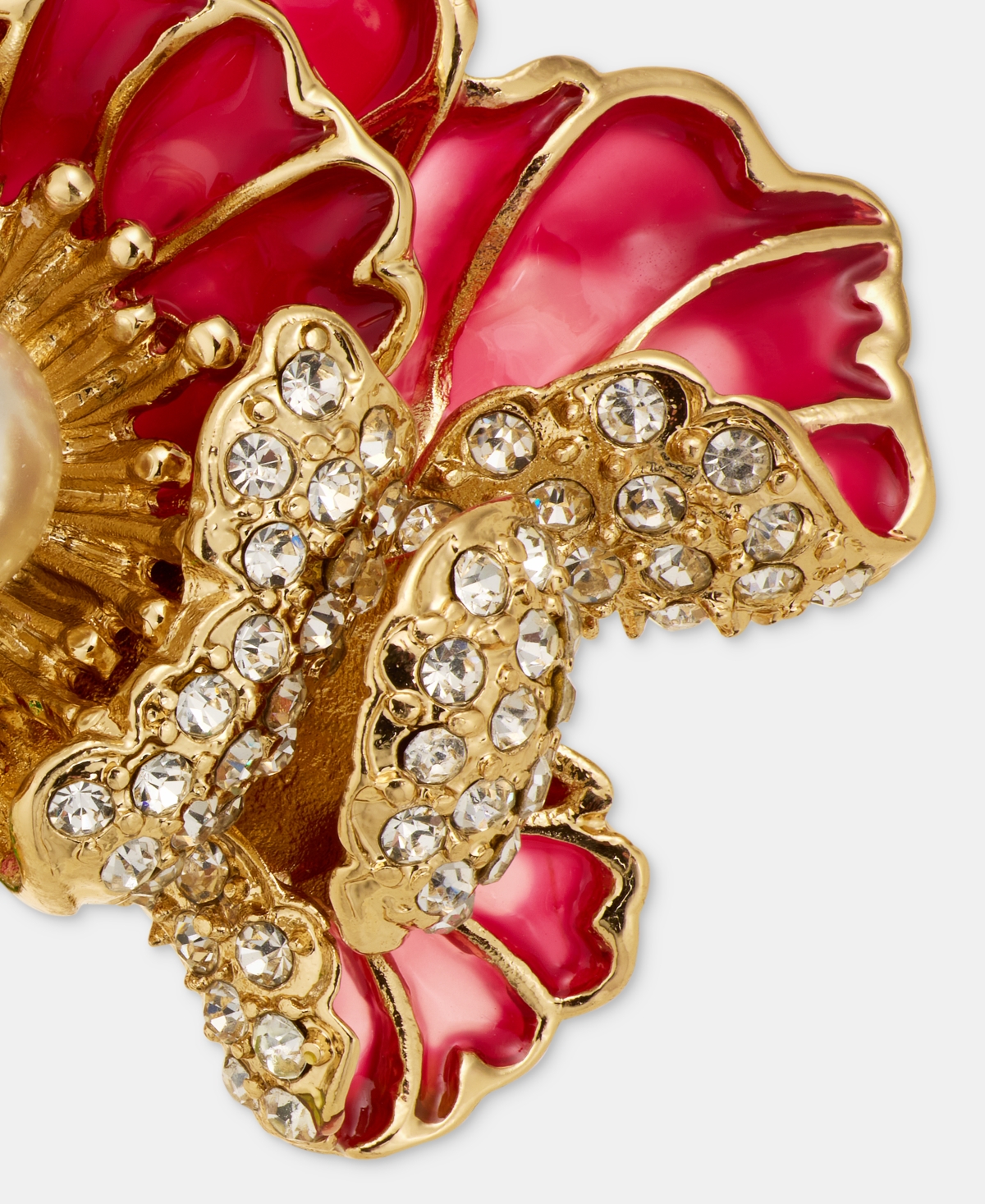 Anne Klein Pave & Imitation Pearl Flower Pin