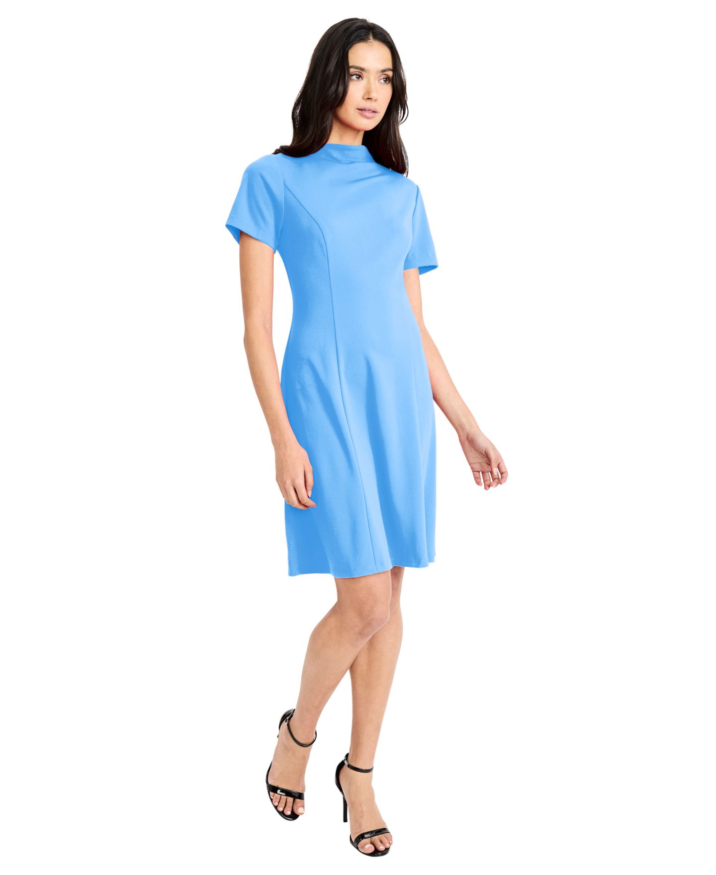 Женское платье Maggy London Mock Neck Short-Sleeve, цвет: Синий — фото 2