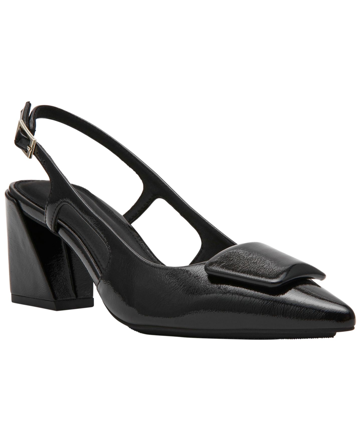 Женские туфли Anne Klein Renetta Slingback Block Heel Pumps, цвет: Чёрный лаковый — фото 1