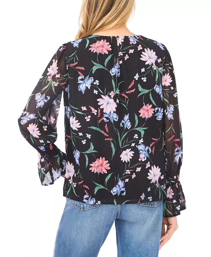 Women's Smocked Cuff Crewneck Blouse - thumbnail 3
