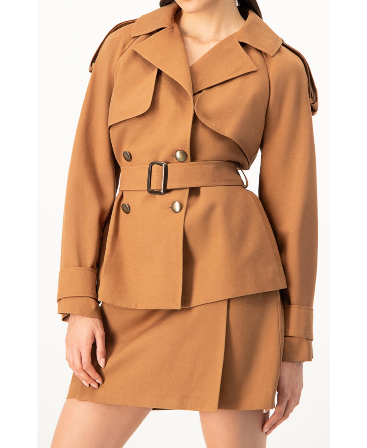 Ivonne Women's Short Double-Breasted Trench Coat