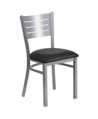 2 Pc. Silver Slat Back Metal Restaurant Chairs