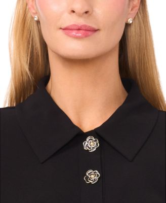 Women's Collared Neck Half Placket Top