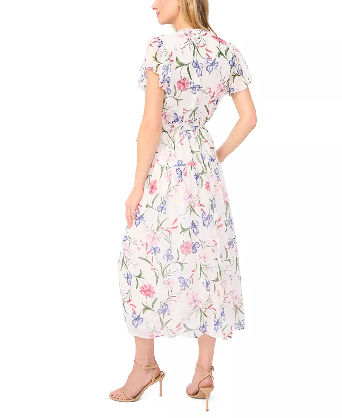 Women's Ruffle Detail Tie Neck Midi Dress - thumbnail 6