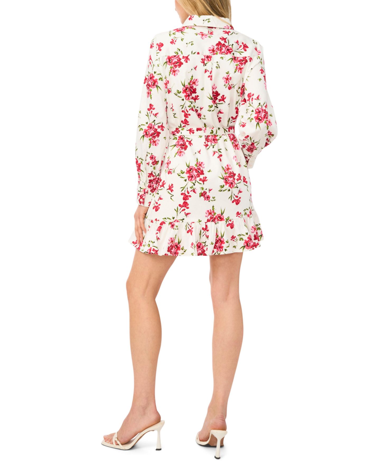 Женское платье CeCe Collared Neck Ruffle Hem Mini, цвет: Egret — фото 3