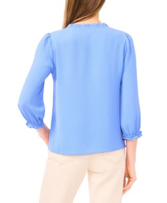 Women's Ruffled Button-Front 3/4-Sleeve Blouse