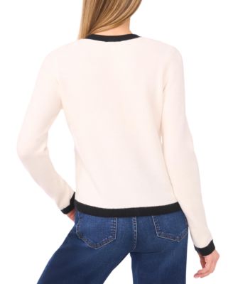 Women's Floral Button Long-Sleeve V-Neck Cardigan