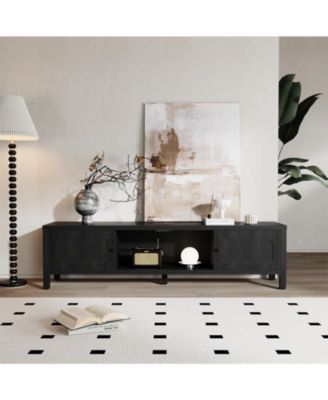 70" TV Stand with Storage Modern Media Console with Doors Cable Management and Wood Legs for Living Room