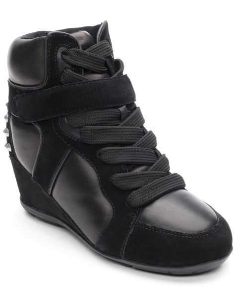 Женские кроссовки ASH Bopster Lace-Up Wedge, цвет: Чёрный