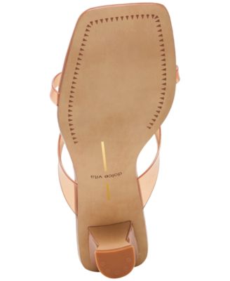 Women's Brevel Vinyl Jelly Thong Low Block Heel Dress Sandals