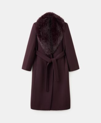 Women's Fur Collar Manteco Wool Coat