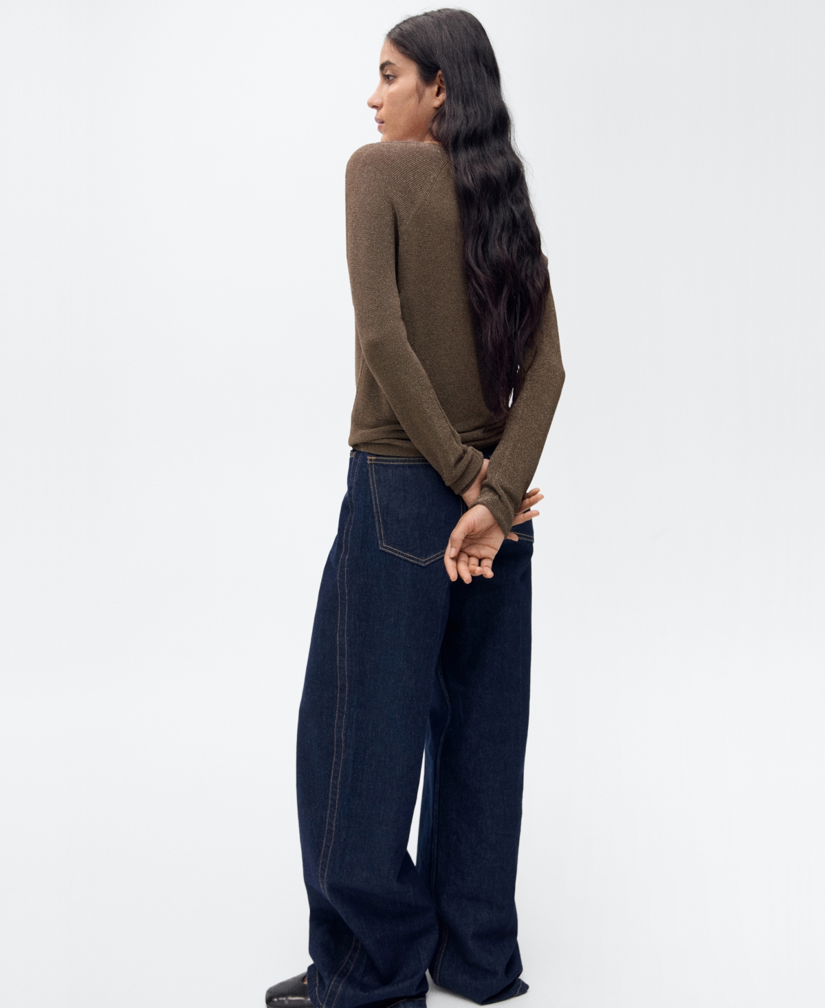 Mango Women's V-Neck Lurex Sweater