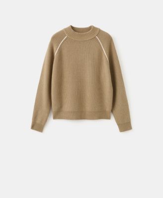 Women's Contrasting Stripes and Perkins Collar Sweater