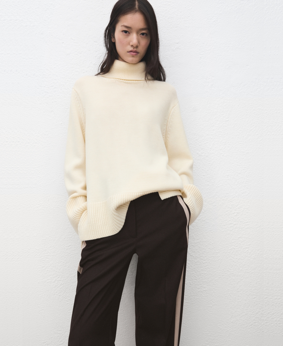 Mango Women's Contrasting Stripe Wide-Leg Pants