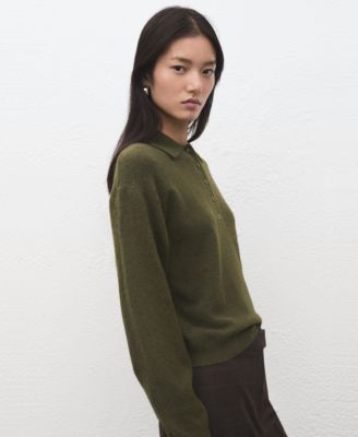 Women's Long-Sleeved Polo-Neck Sweater