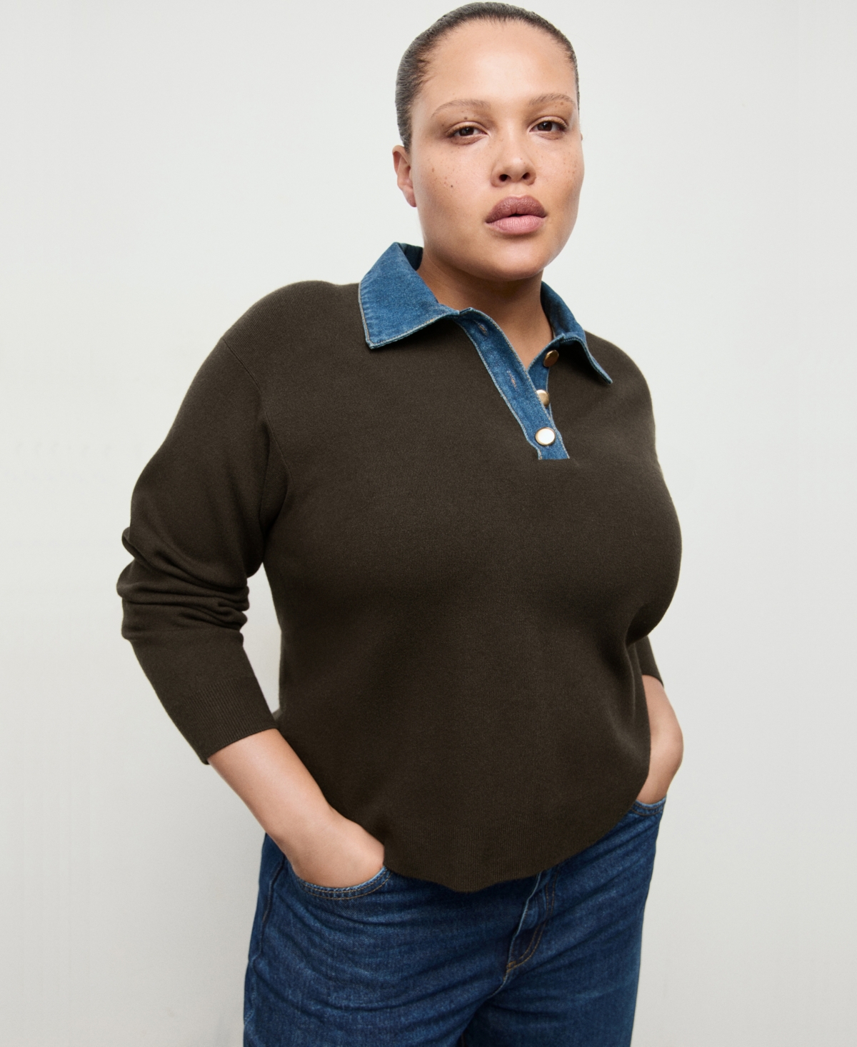 Mango Women's Combined Shirt-Collar Sweater