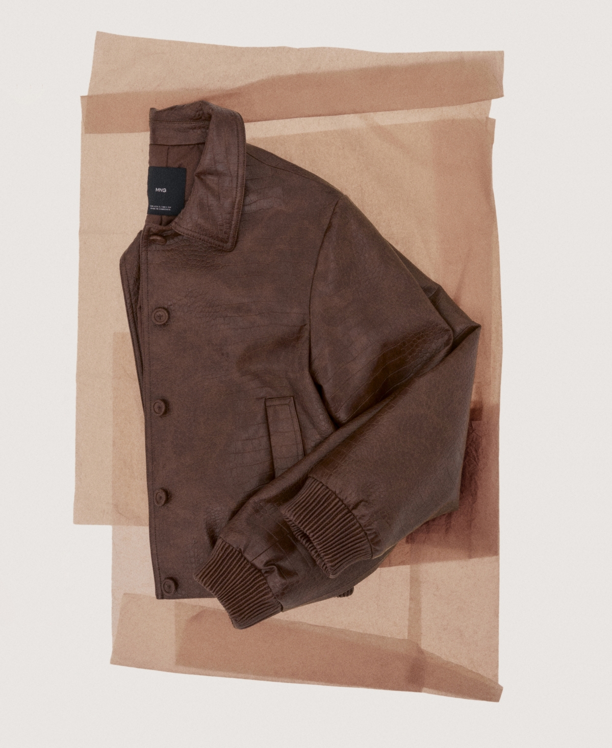 Mango Women's Croc-Effect Bomber Jacket