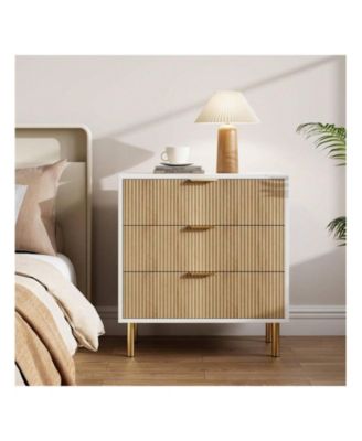 3-Drawer Wood Dresser Chest, Large Modern Nightstand Storage Organizer for Bedroom Clothes