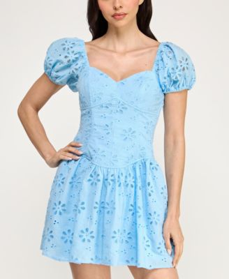 Juniors' Corset Drop Waist Fit & Flare Dress