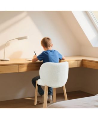 Set of 2 Heart-Back Teddy Vanity Chairs, Armless Small-Space Seating, 300LBS Capacity, Fits Under 24" Desks