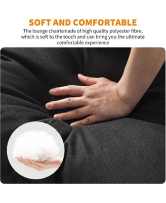 Modern Plush Sling Accent Chair, Shredded Foam Upholstery & Sturdy Metal Frame Comfy Lounge Chair for Home