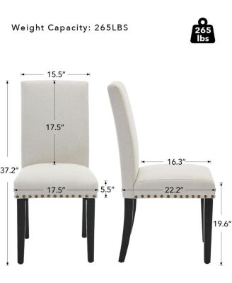 Set of 4 Modern Fabric Upholstered Dining Chairs, Curved Backrest Ergonomic Kitchen Chairs with Heavy-Duty Wood Legs