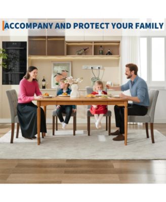 Set of 6 Button Tufted Parsons Dining Chairs, Upholstered Fabric Kitchen Side Chairs with Solid Wood Legs