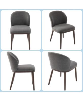 Set of 4 Upholstered Dining Chairs, Ergonomic Back Support Kitchen Seating with Solid Wood Legs