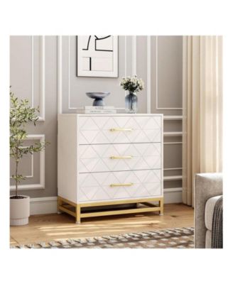  3-Drawer Wood Dresser, Bedroom Nightstand Storage Chest Organizer for Closet Clothes