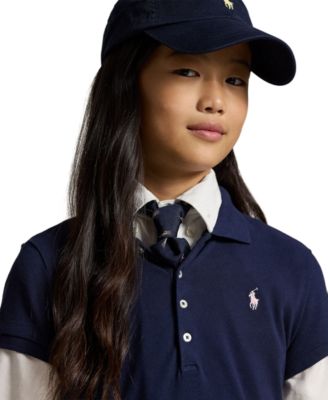 Girls' 7-16 Cotton Mesh Short-Sleeve Polo Dress